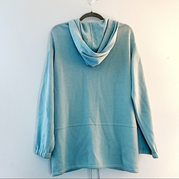 St. John Sport Sweater Light Blue Full Zip Hooded Santana Knit Sweater Sz S GUC - Picture 10 of 14